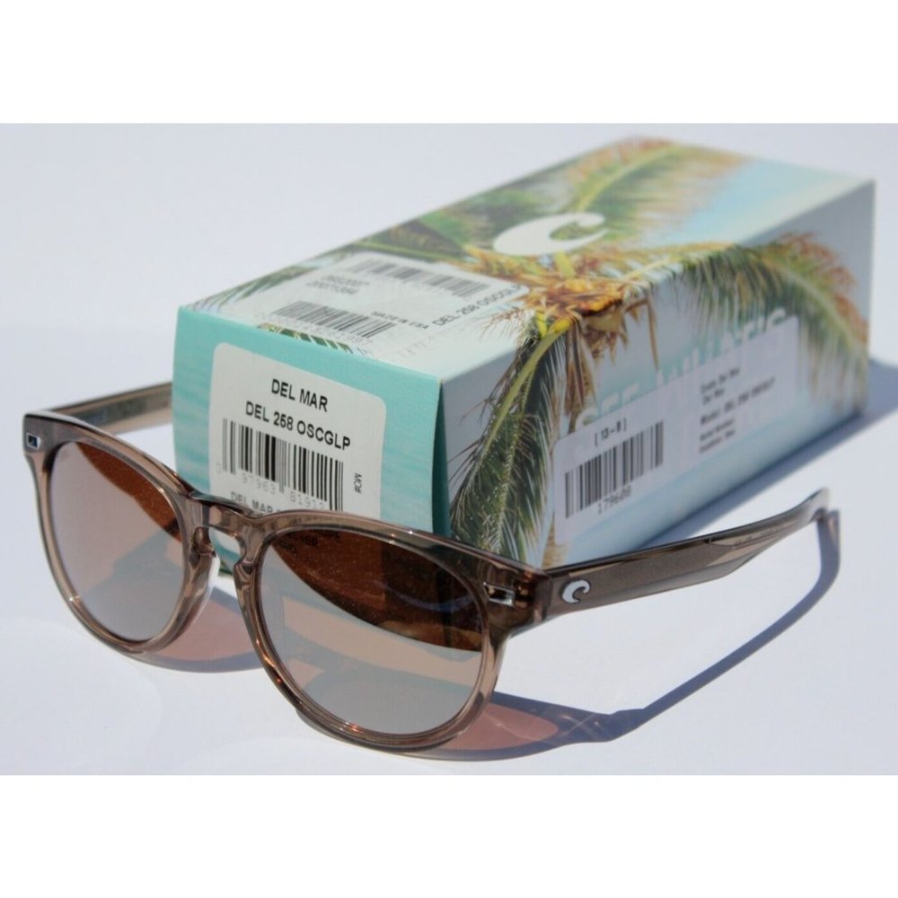 COSTA DEL MAR Del Mar POLARIZED Shiny Taupe Crystal/Copper Silver Mirror 580G